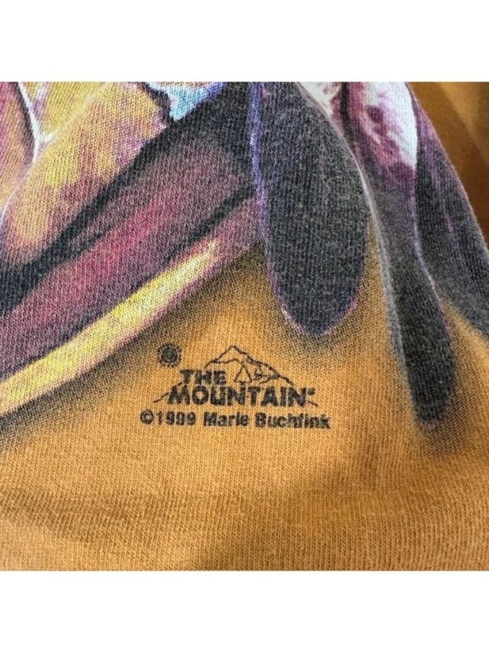 Vintage The Mountain Shirt Mens Large Brown Tie Dye Bear Native Graphic 1999 90s - Picture 4 of 7